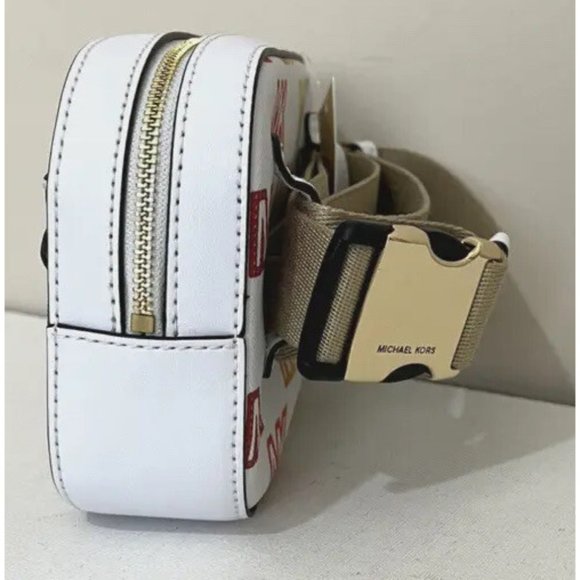 New Michael Kors Zip Belt Bag Vegan Non-Leather Pride Optic White - Picture 3 of 5